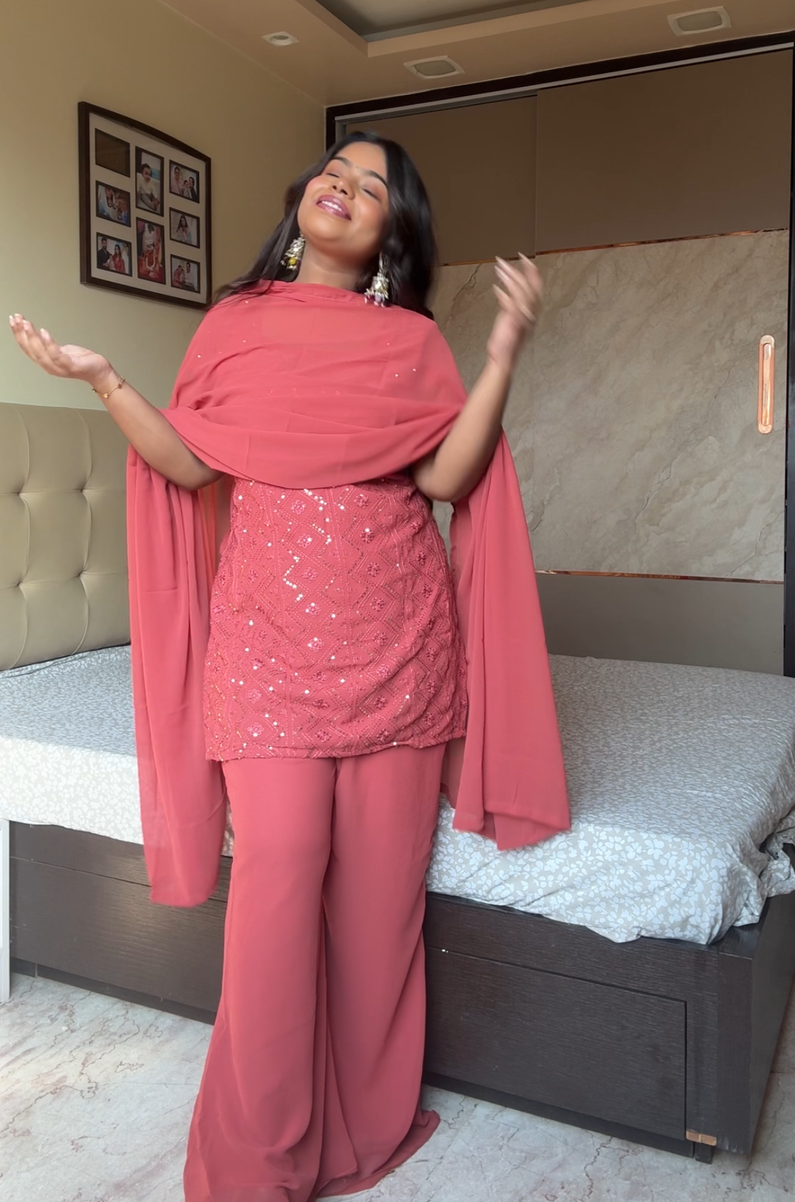 Kareena 90's Peach Suit Set