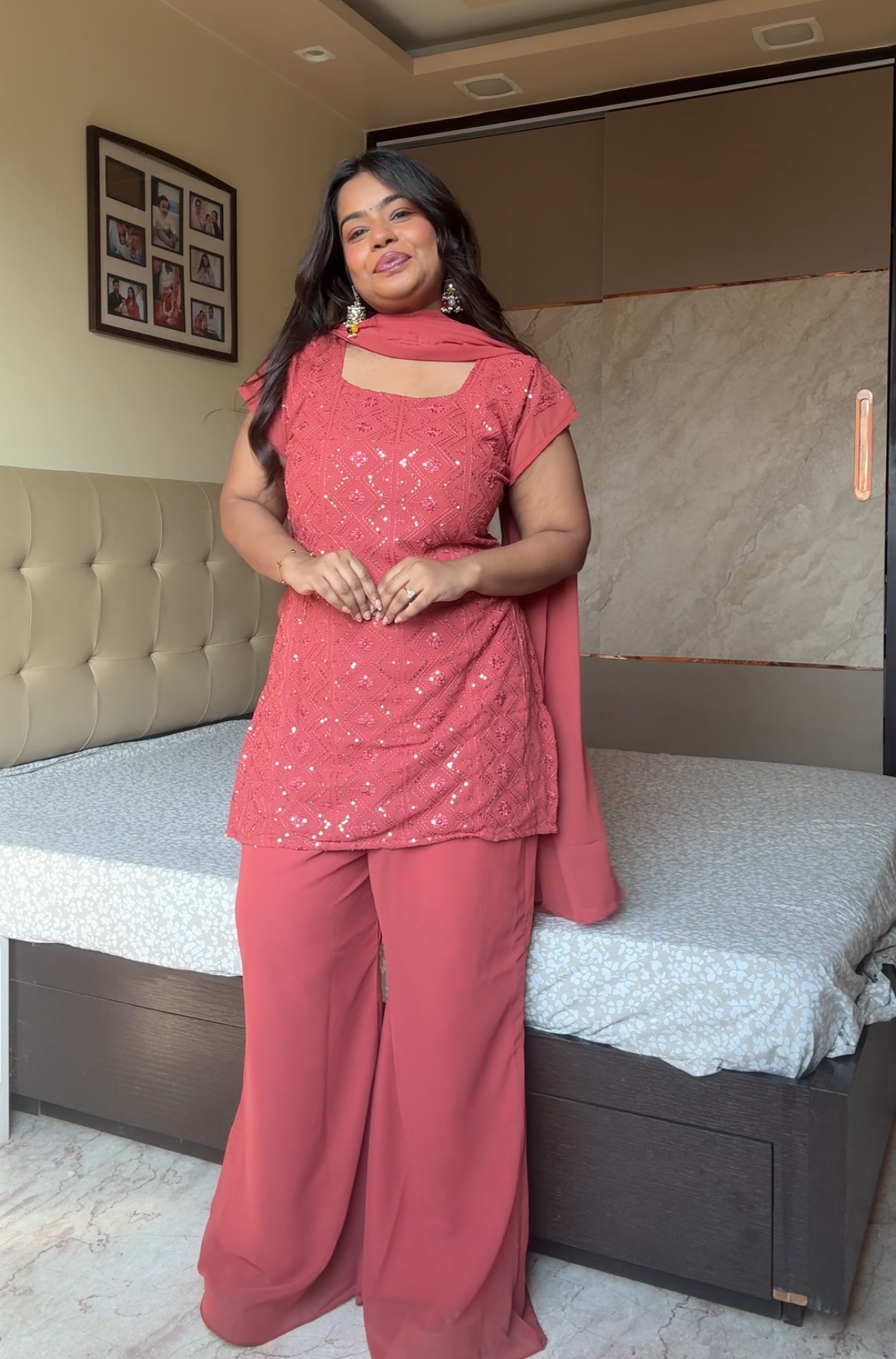 Kareena 90's Peach Suit Set