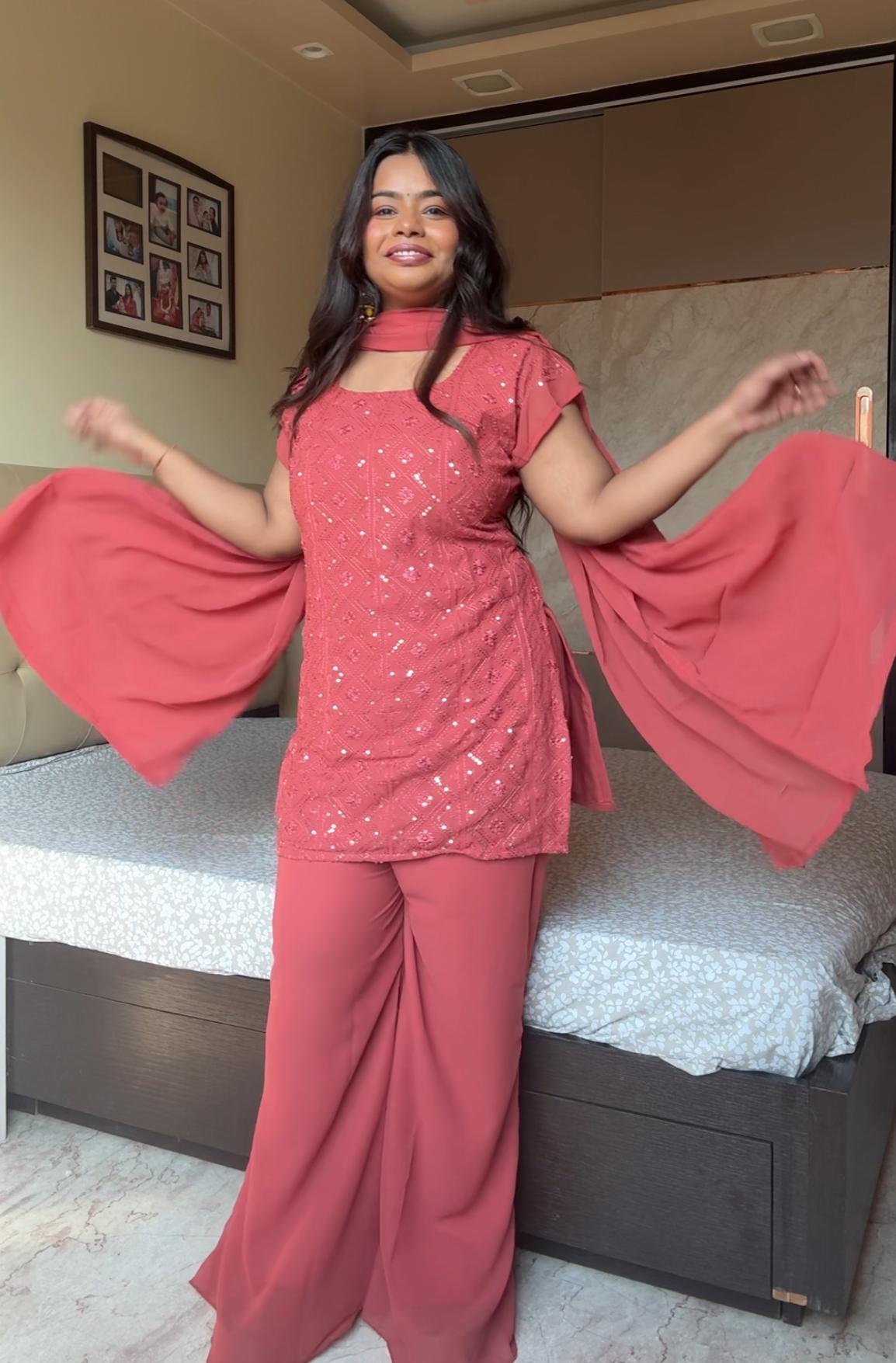 Kareena 90's Peach Suit Set