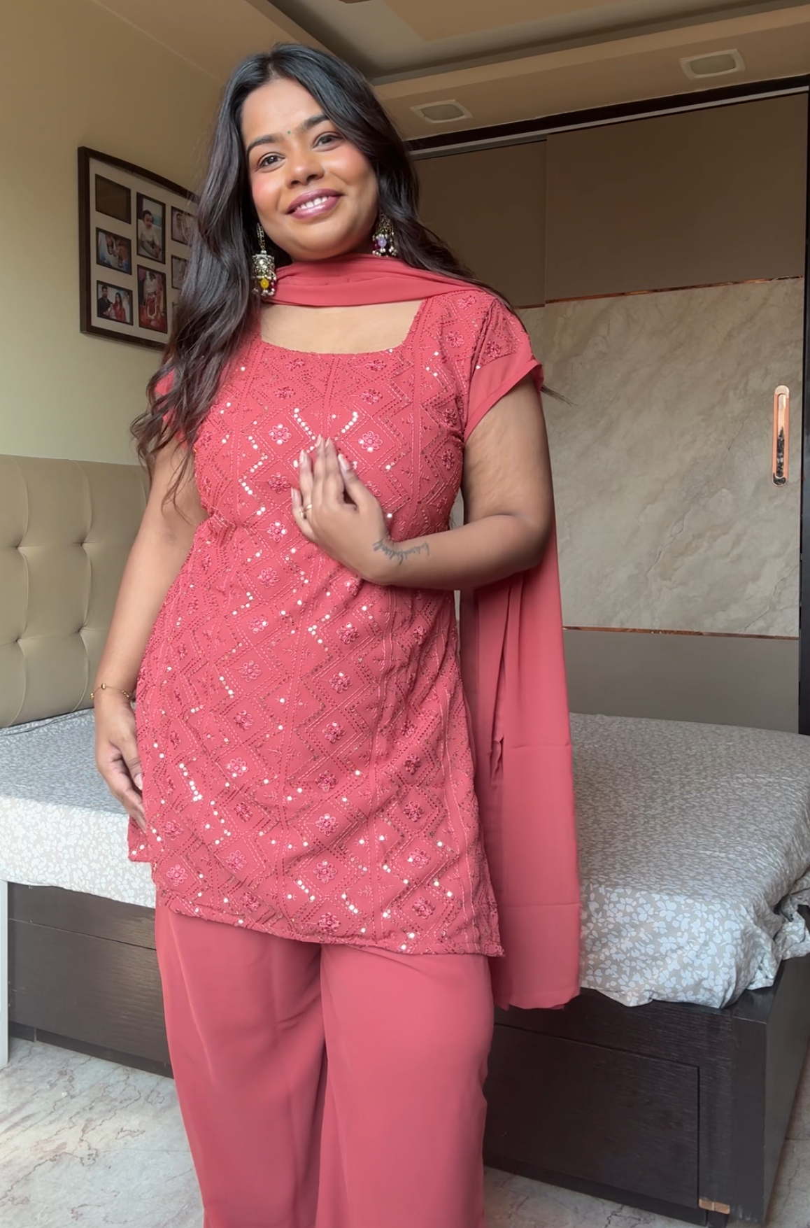 Kareena 90's Peach Suit Set