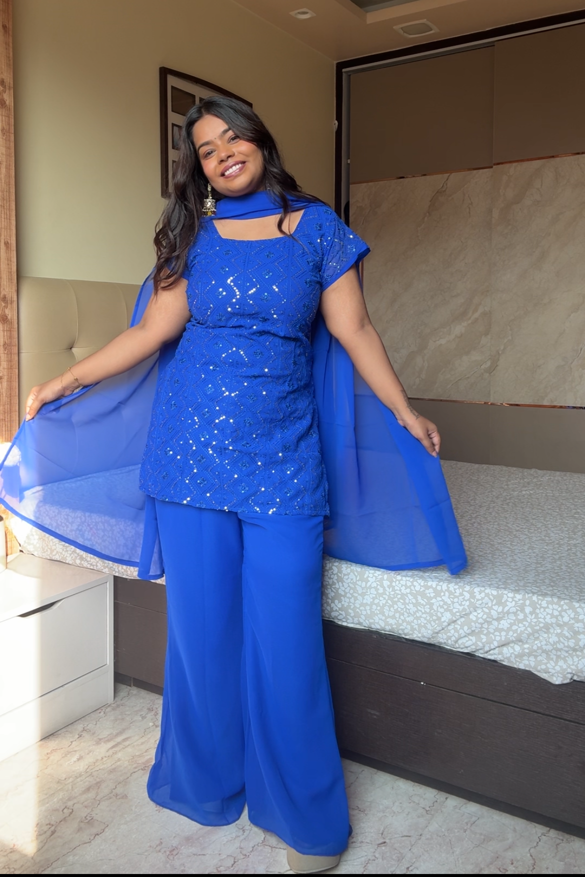 Kareena 90's Blue Suit Set