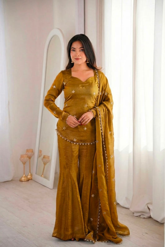 Amaya Gold Kurti Plazo suit set