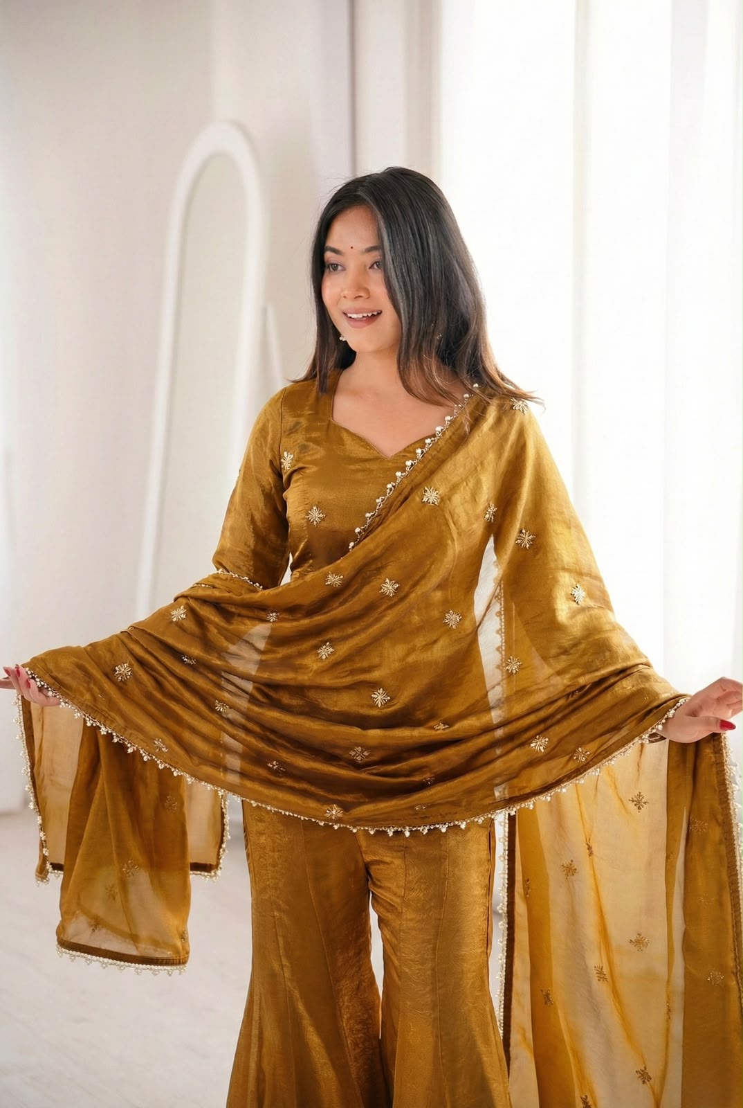 Amaya Gold Kurti Plazo suit set