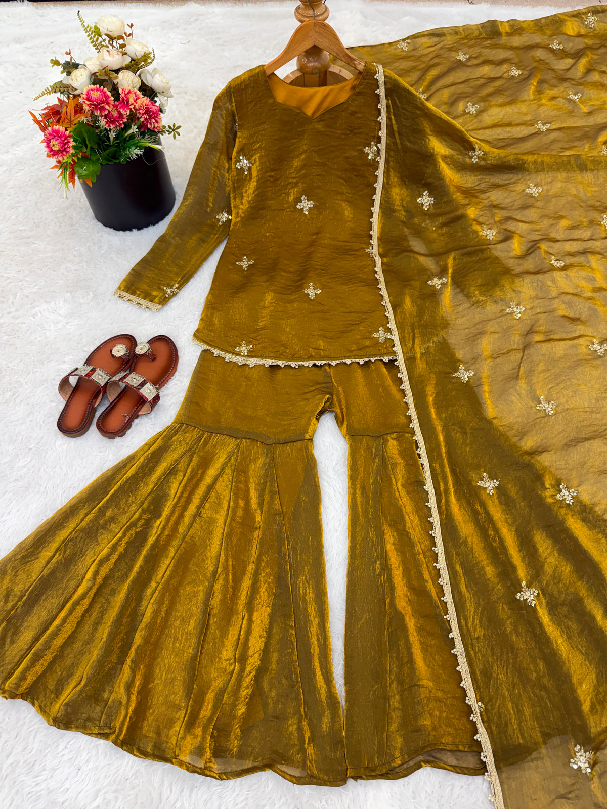 Amaya Gold Kurti Plazo suit set
