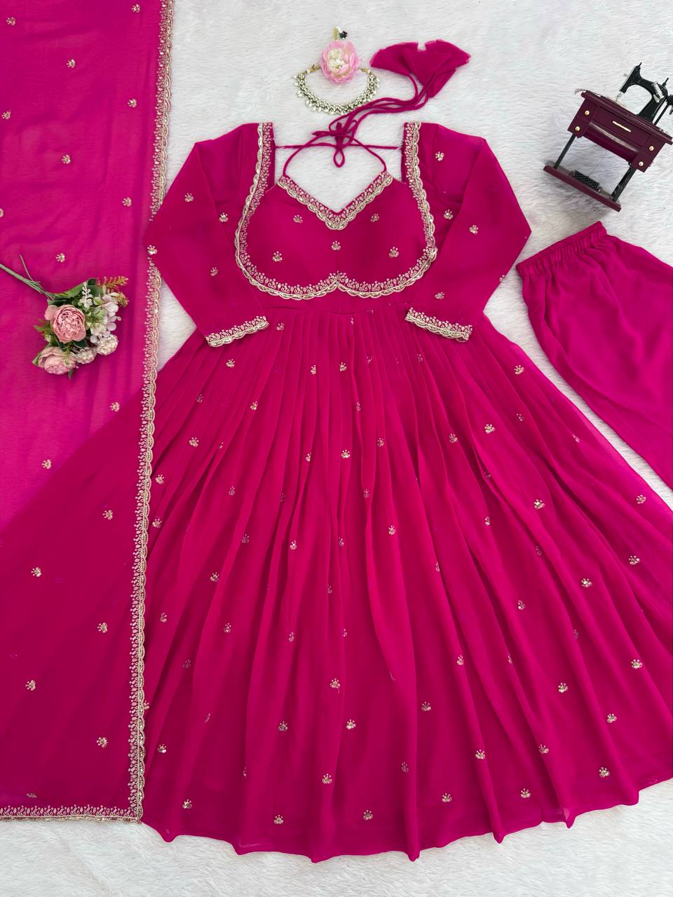 Classic Pink anarkali Suit set