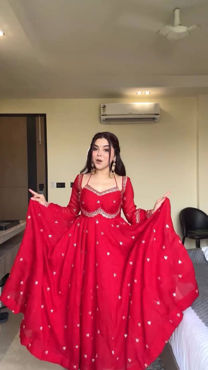 Classic red anarkali Suit set