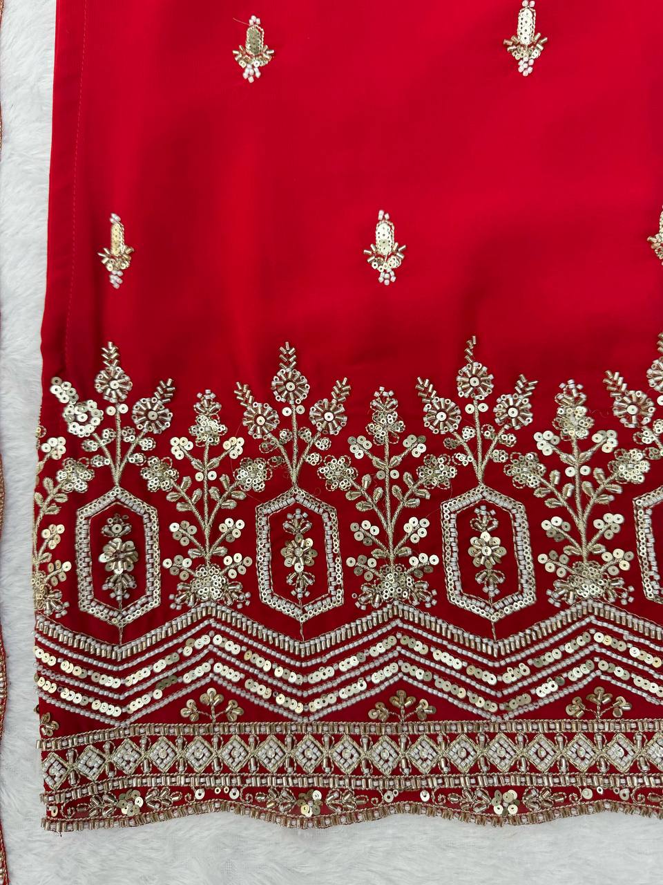 Karva Chauth Red Suit Set with real beads work